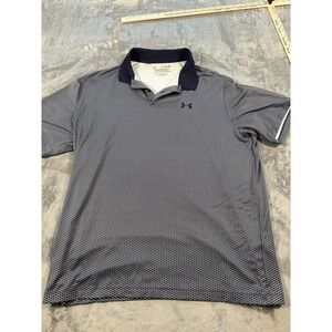 Under Armour Men's XL Navy Blue Geometric Pattern Performance Polo Shirt Loose